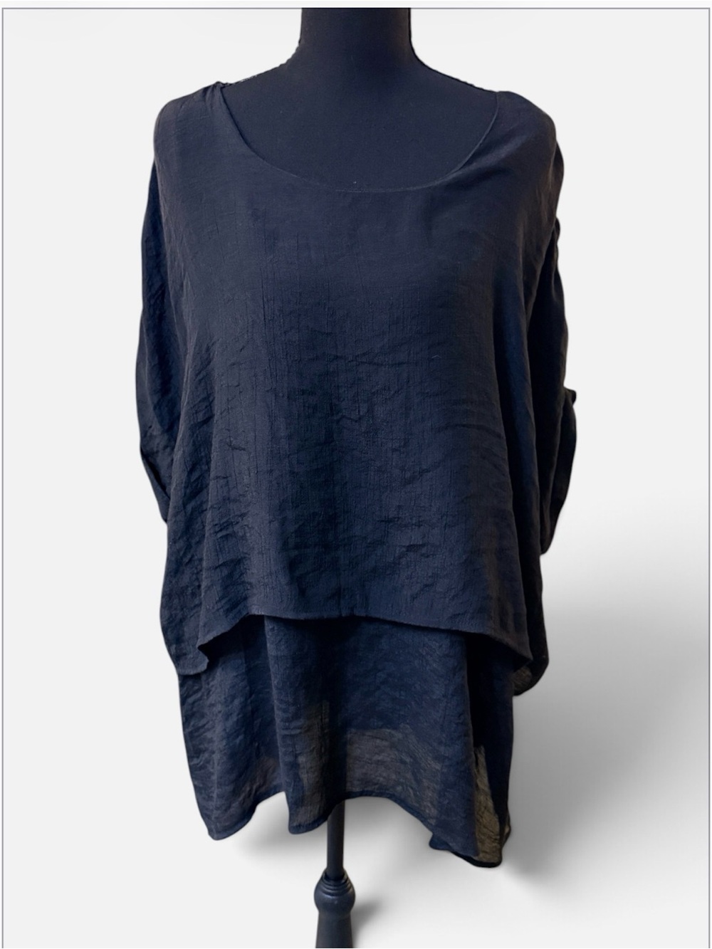Umgee Black Layered Relaxed Tunic Top Size M
